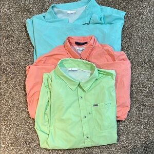 Columbia PFG Fishing Omni-Flex Set of 3 Button Down Shirts Lightweight XXL XL